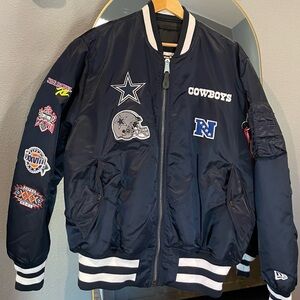 Cowboys Navy Bomber Jacket with Patches